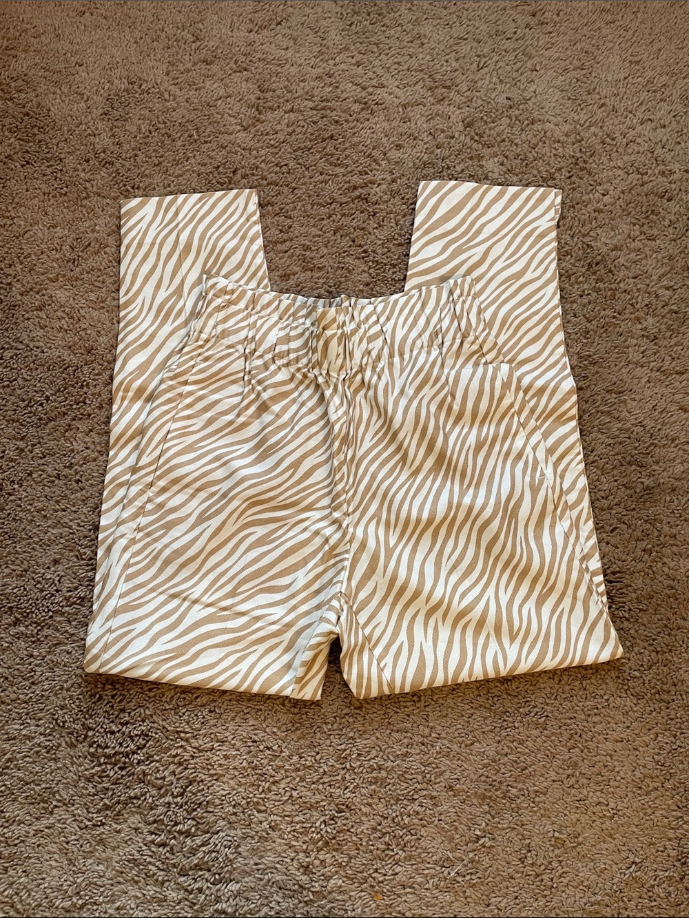 Ann Taylor Zebra-Print Ankle Pants in Cream and Tan